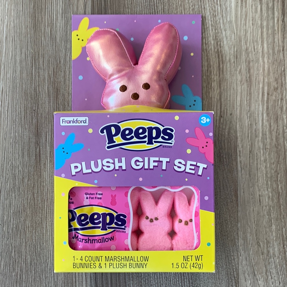 Frankford Peeps Bunny Plush Pink Metallic Gift Set Marshmallow Rabbit 1.5oz 🆕